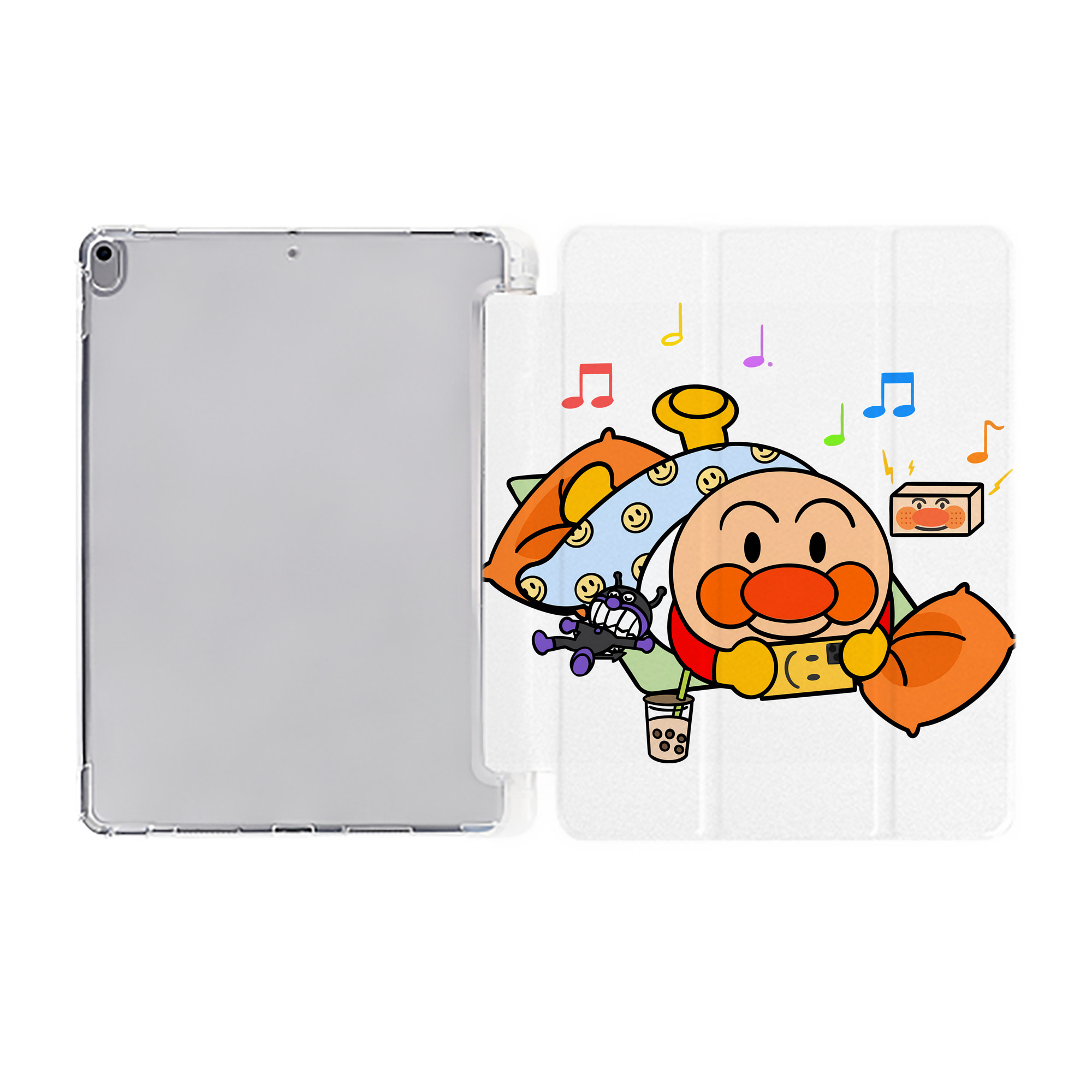 （画像用） アンパンマン Anpanman IPad ケース ペン収納付き 三つ折りスタンド PUレザー×シリコン 対応機種9.5/10.5/10.9インチ